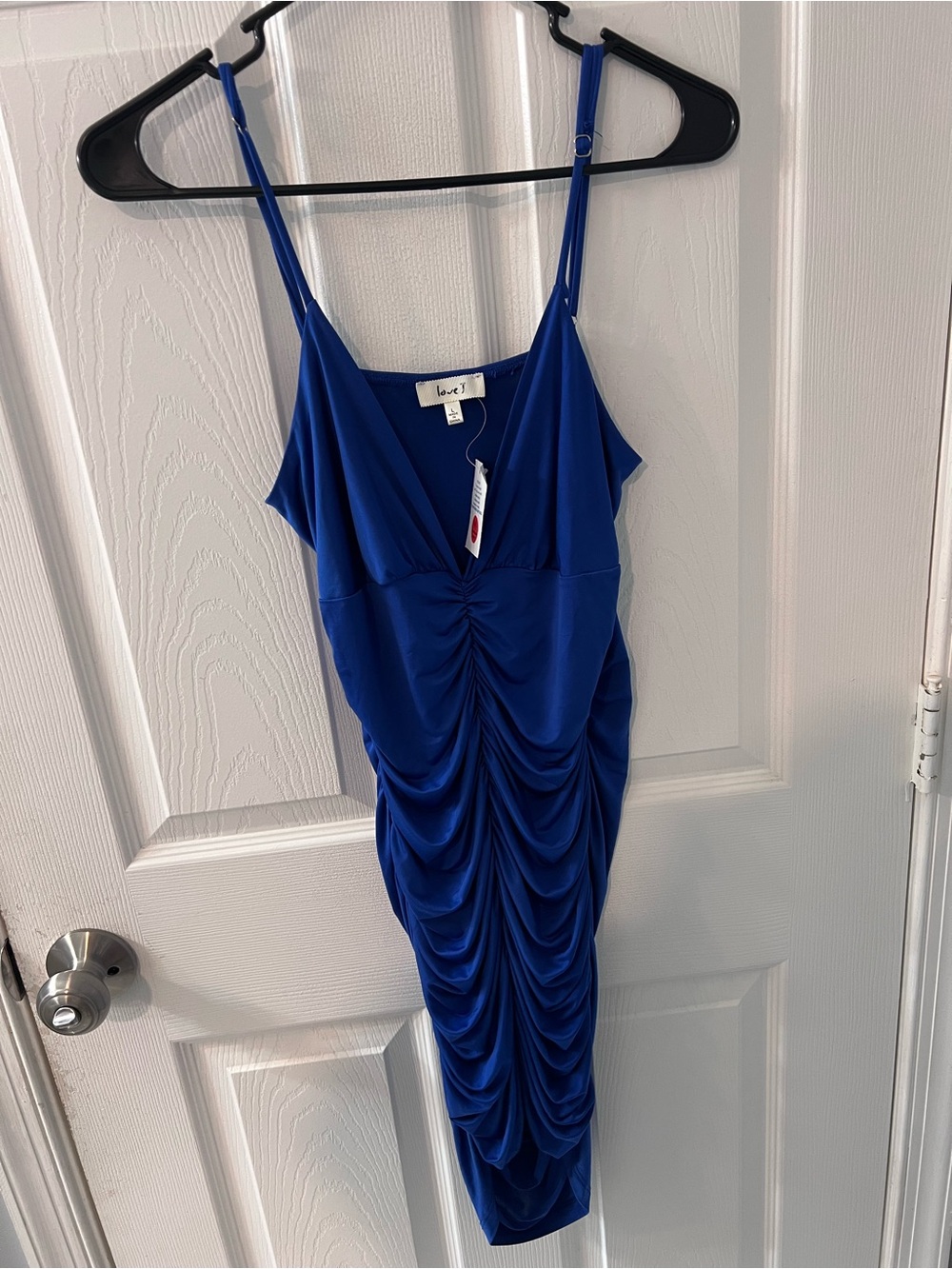 Love Royal Blue Ruched Midi Slip Dress